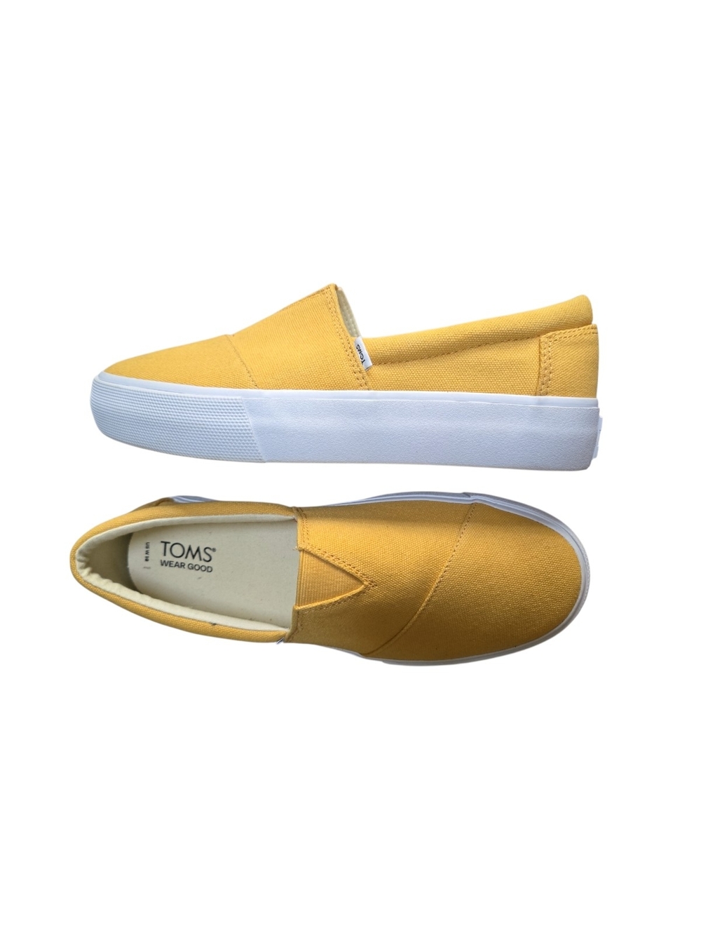 TOMS Marigold Women’s Slip-On Sneakers in Yellow with White Platform